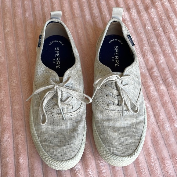 Sperry Memory Foam off white canvas sneakers size 7 - Picture 1 of 10